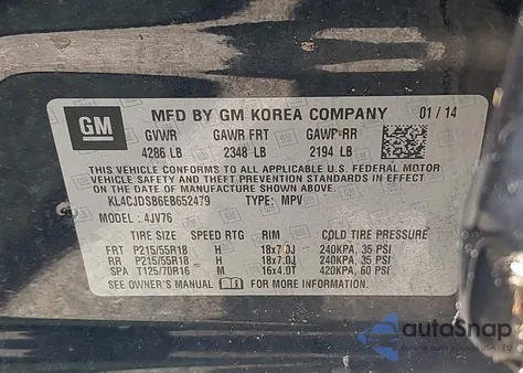 2014 Buick Encore Premium z USA, uszkodzony, nr VIN KL4CJDSB6EB652479